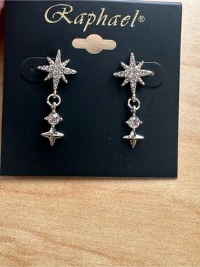 Raphael Silver Starburst Crystal Drop pierced Earrings